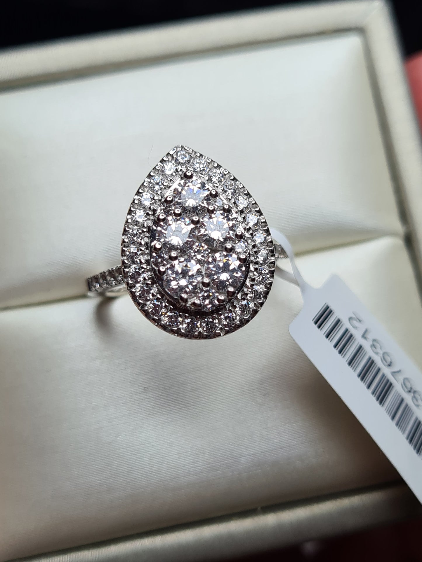 Swarovski Zirconia Pear Cluster Cocktail Ring 925 Sterling Silver SIZES N,O