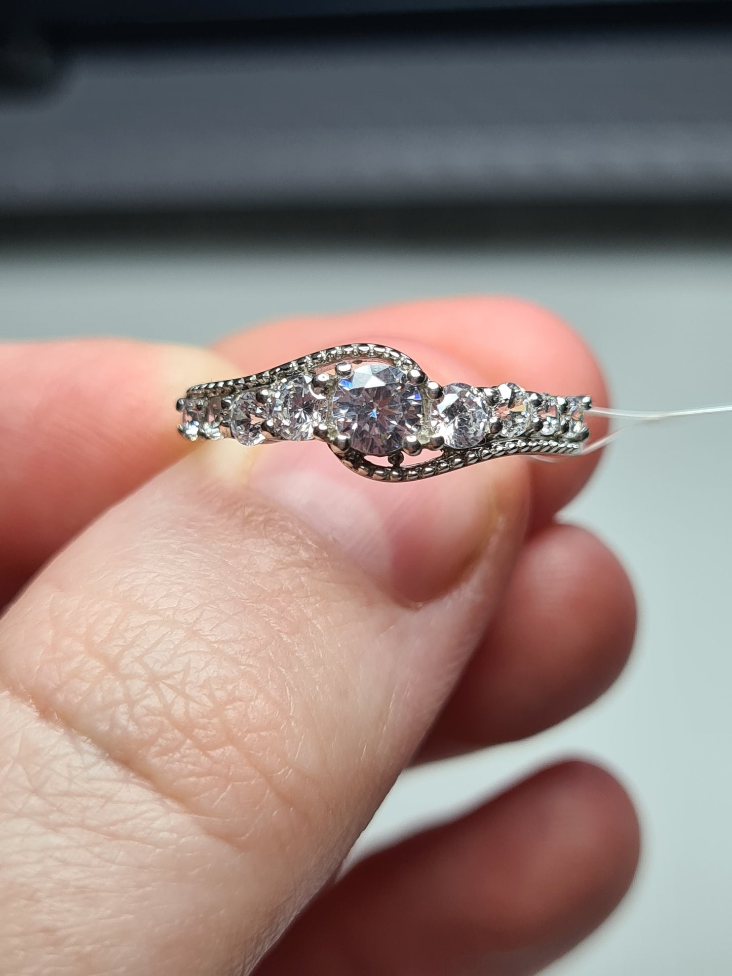 1.3ct Simulated Diamond Bypass Ring Sterling Silver SIZES M,O