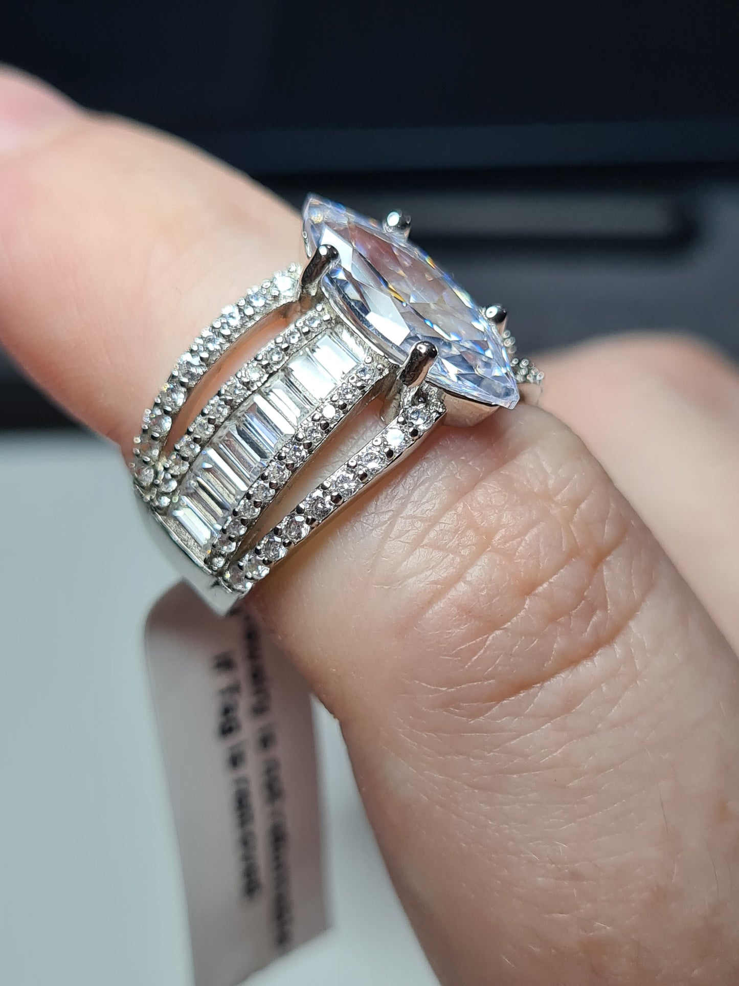 AAA Marquise Simulated Diamond Ring 925 Sterling Silver SIZE L