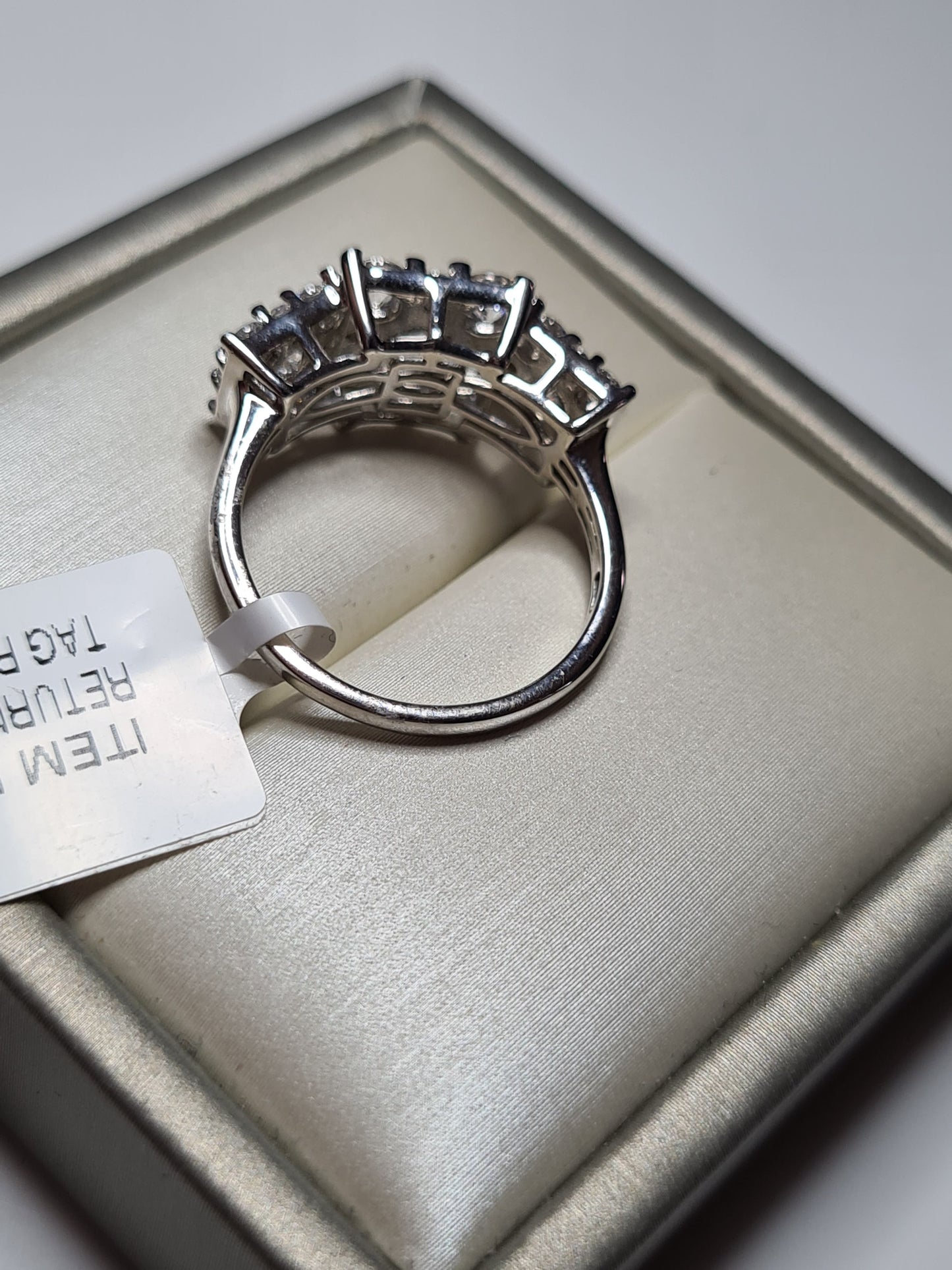 Swarovski Zirconia 3 Row Cluster Ring Sterling Silver SIZE O