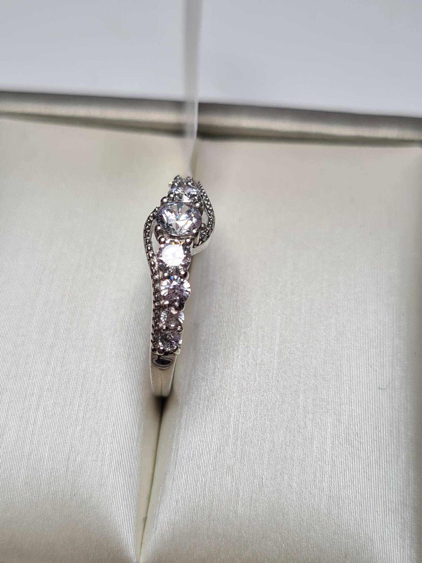 1.3ct Simulated Diamond Bypass Ring Sterling Silver SIZES M,O