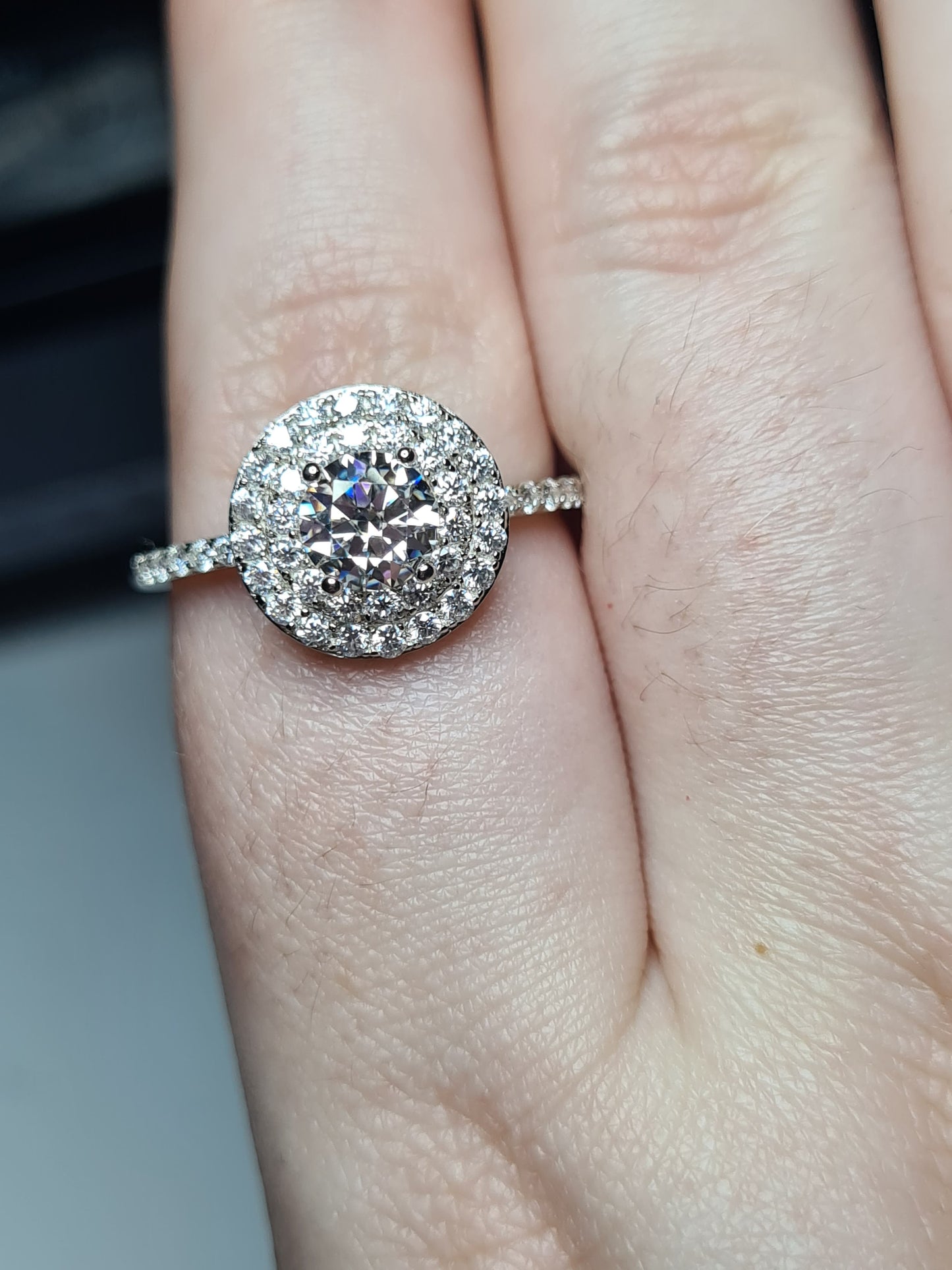 1.46ct Moissanite Halo Ring 925 sterling silver SIZE S