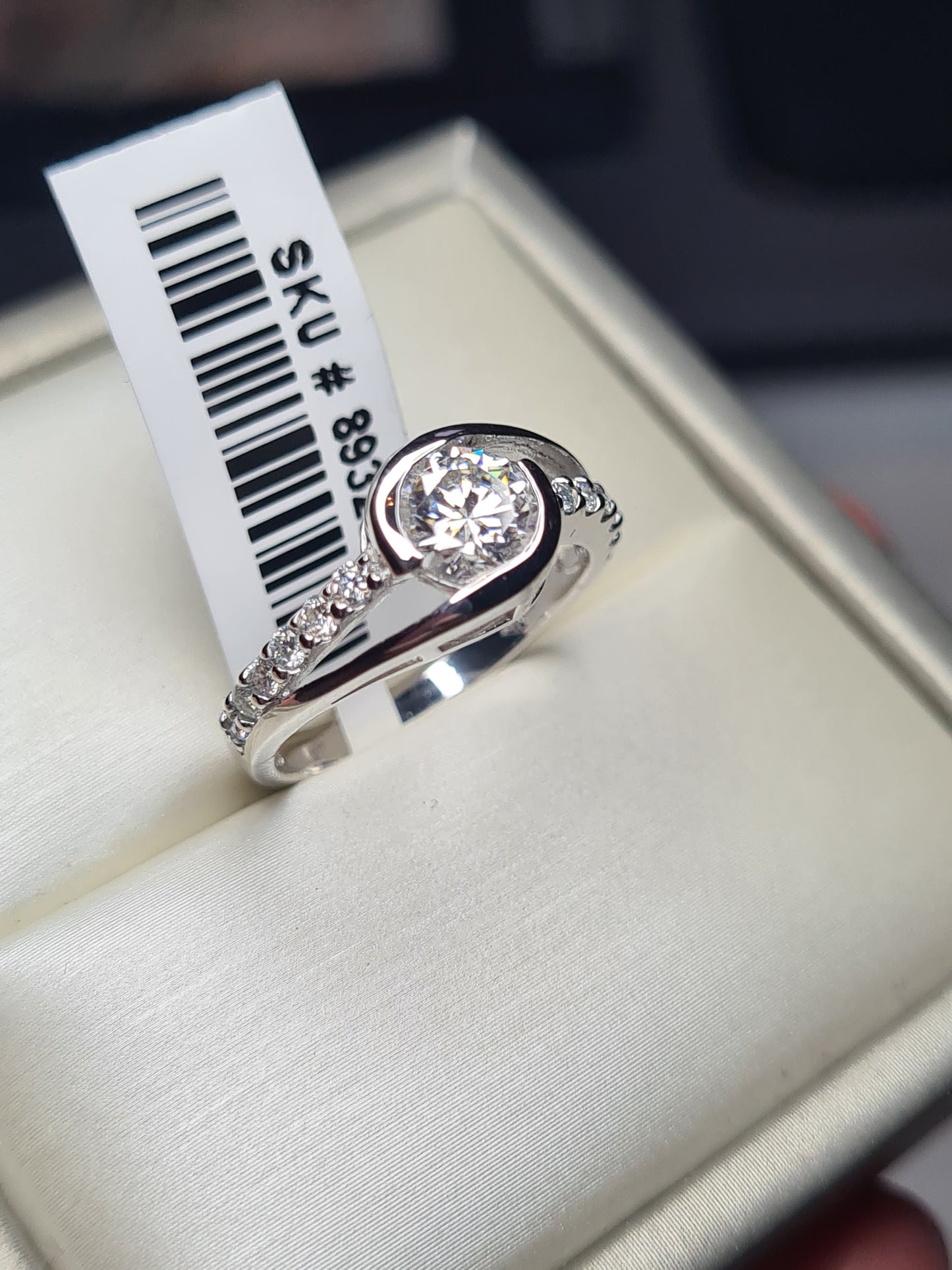 Moissanite SIZE L Bypass Ring 925 Sterling Silver SIZE L