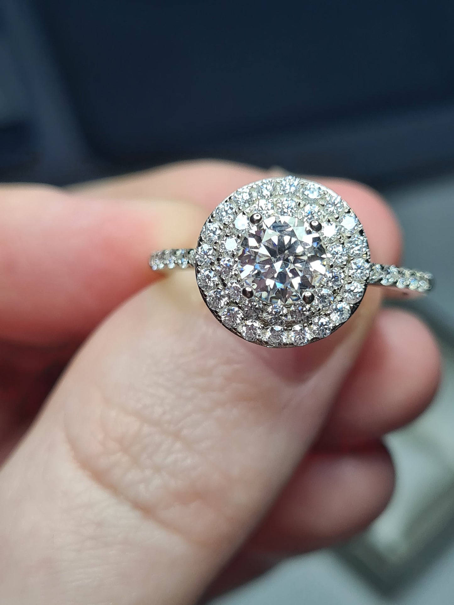 1.46ct Moissanite Halo Ring 925 sterling silver SIZE S