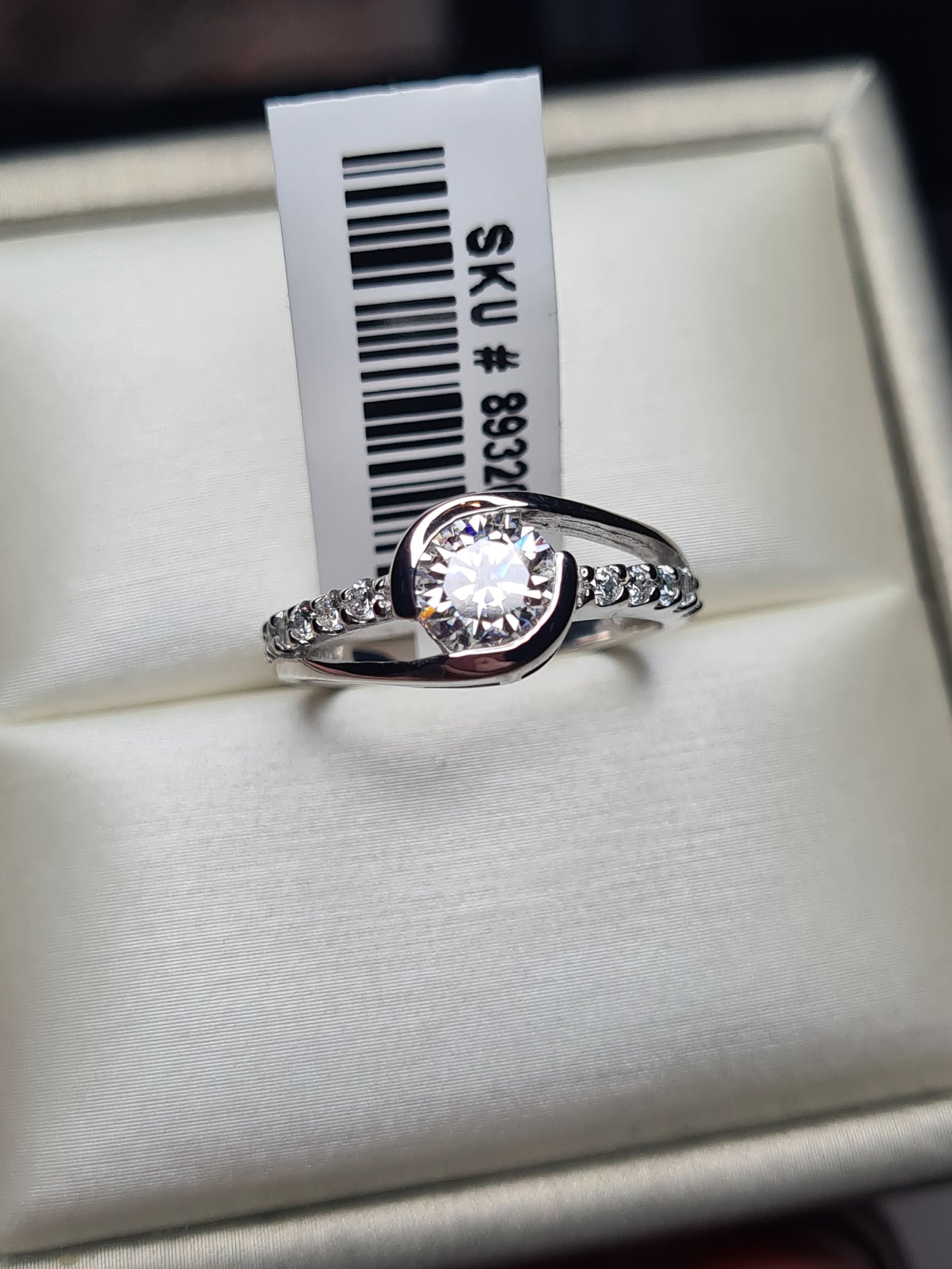 Moissanite SIZE L Bypass Ring 925 Sterling Silver SIZE L