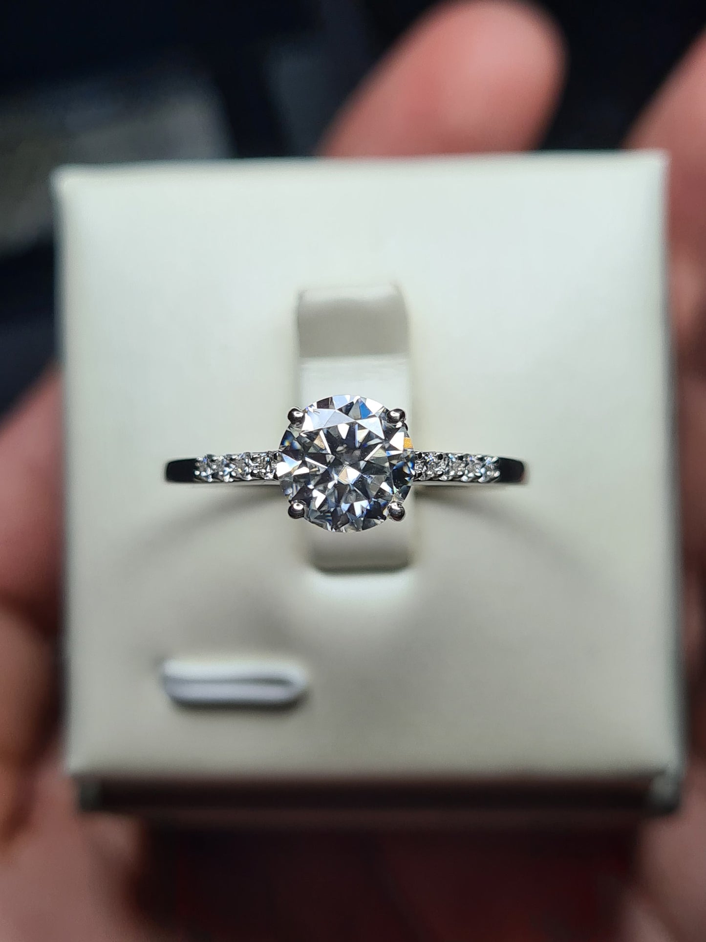 1.31ct Solitaire moissanite Ring with detailed shoulders  925 sterling silver SIZE T