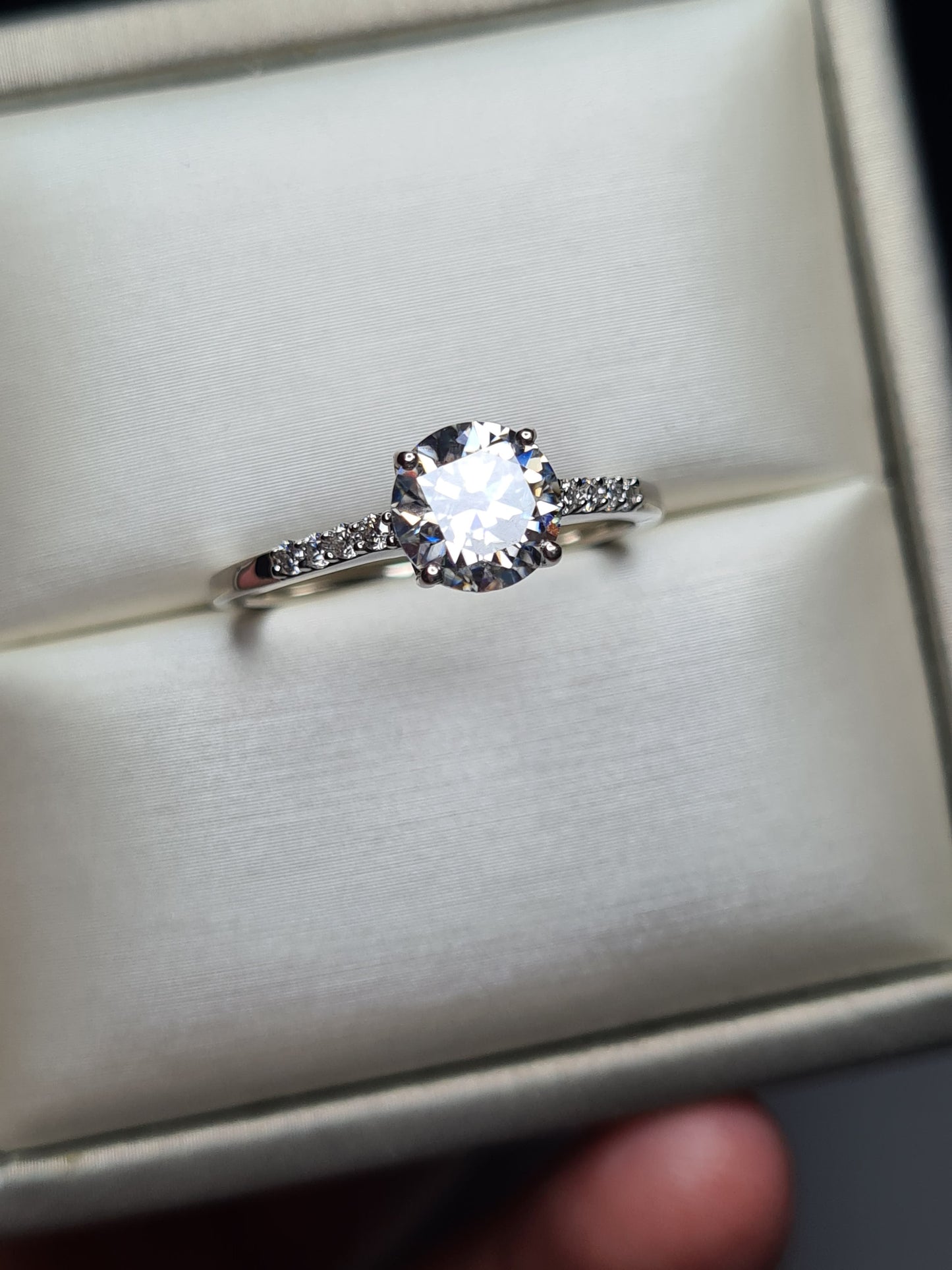 1.31ct Solitaire moissanite Ring with detailed shoulders  925 sterling silver SIZE T