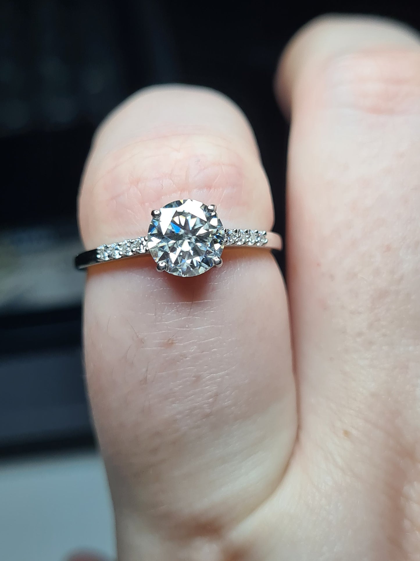 1.31ct Solitaire moissanite Ring with detailed shoulders  925 sterling silver SIZE T