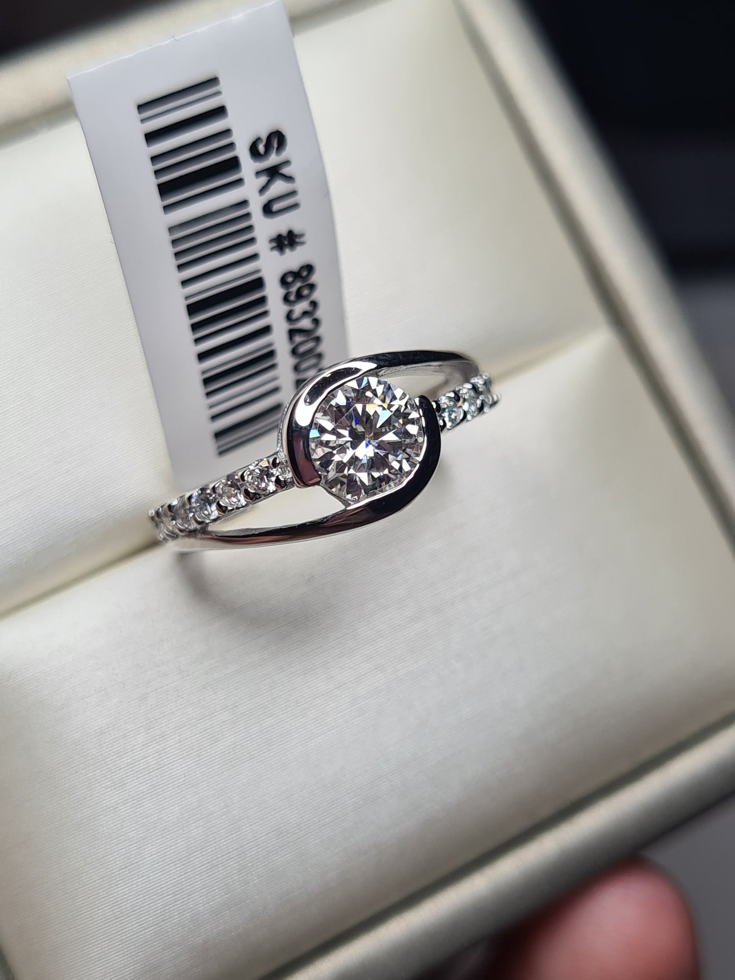 Moissanite SIZE L Bypass Ring 925 Sterling Silver SIZE L