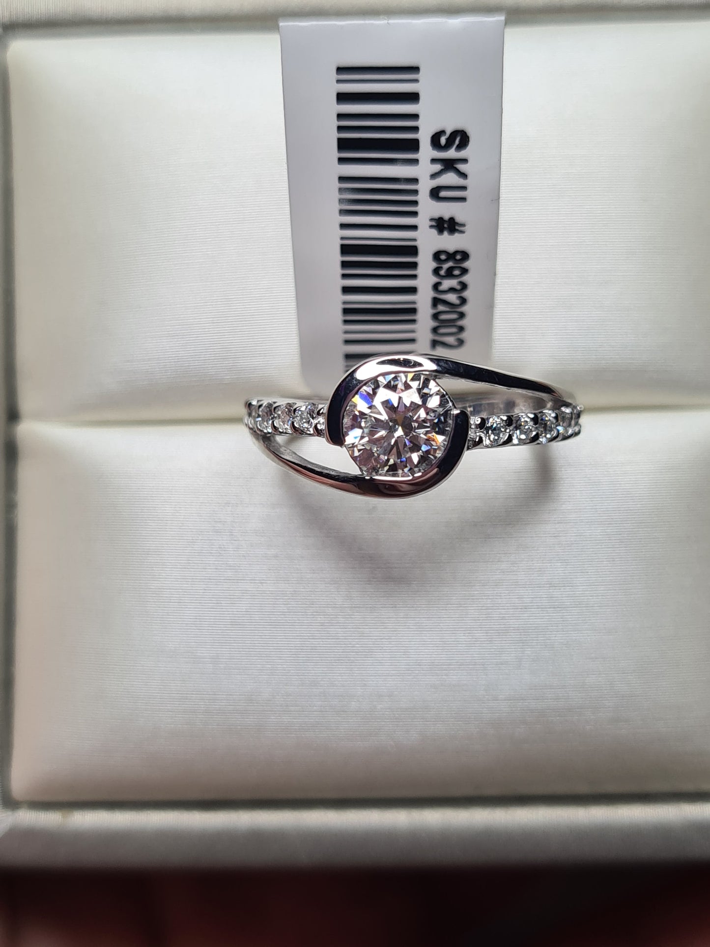 Moissanite SIZE L Bypass Ring 925 Sterling Silver SIZE L