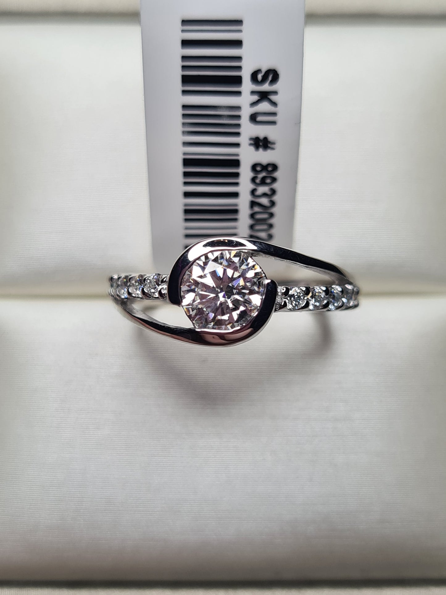 Moissanite SIZE L Bypass Ring 925 Sterling Silver SIZE L