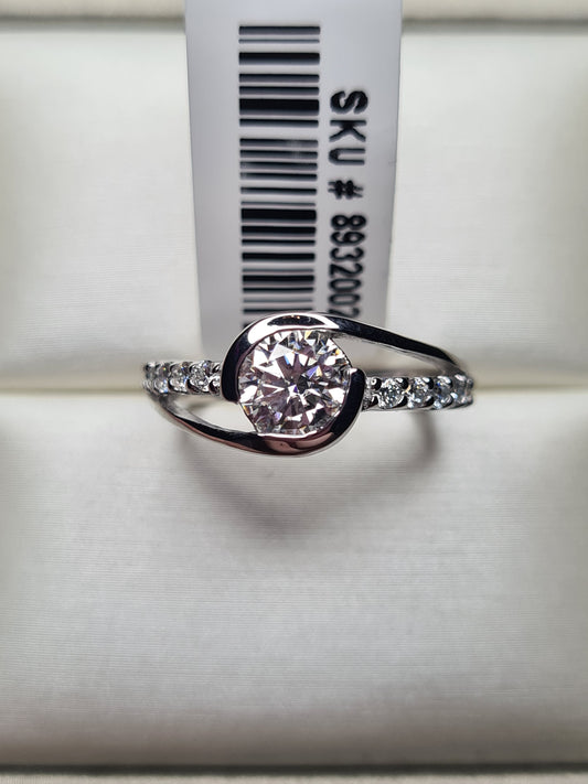 Moissanite SIZE L Bypass Ring 925 Sterling Silver SIZE L