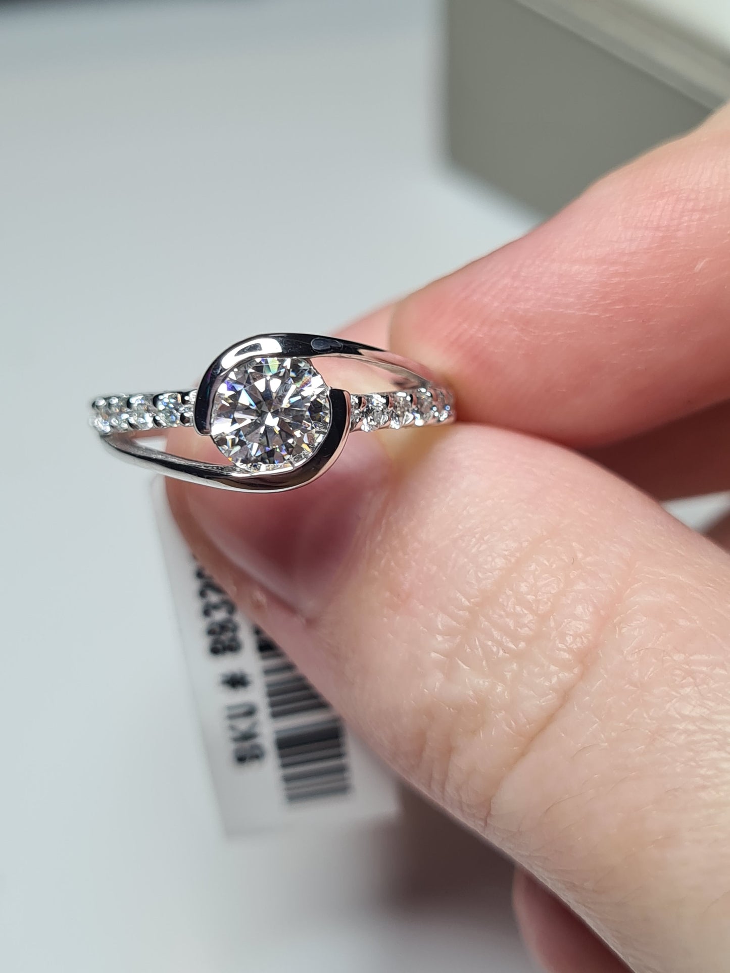 Moissanite SIZE L Bypass Ring 925 Sterling Silver SIZE L