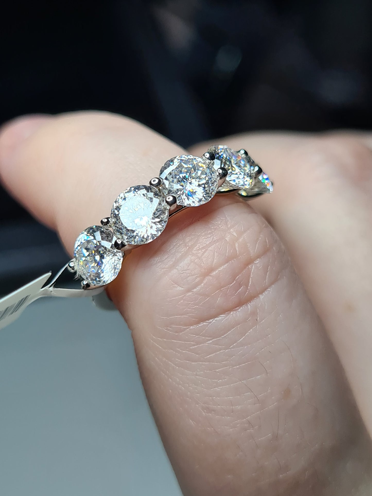 3.99ct 5 stone moissanite Ring 925 sterling silver SIZE O