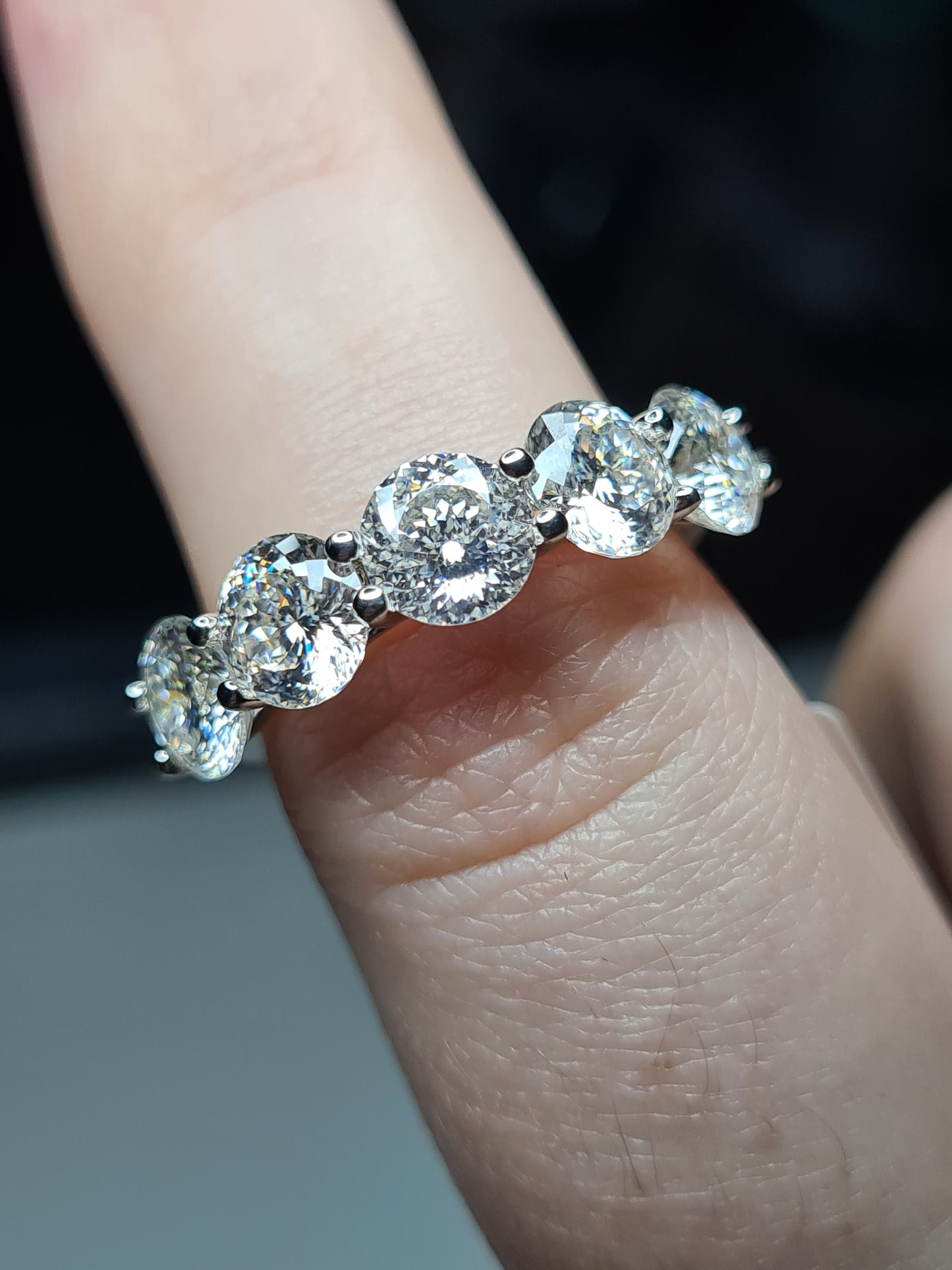 3.99ct 5 stone moissanite Ring 925 sterling silver SIZE O