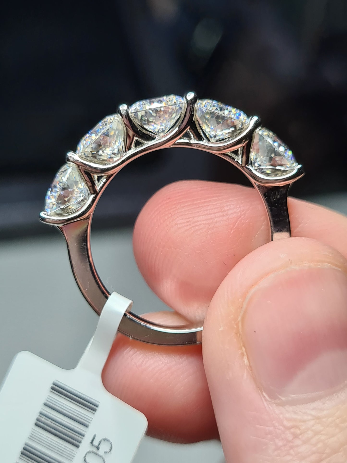 3.99ct 5 stone moissanite Ring 925 sterling silver SIZE O