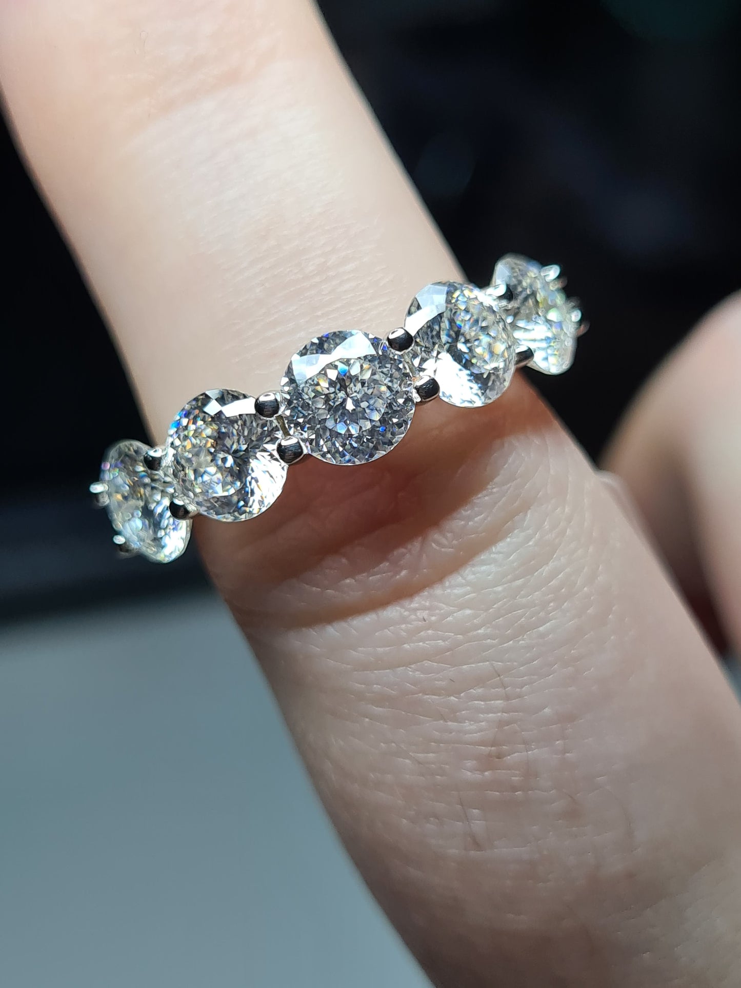 3.99ct 5 stone moissanite Ring 925 sterling silver SIZE O