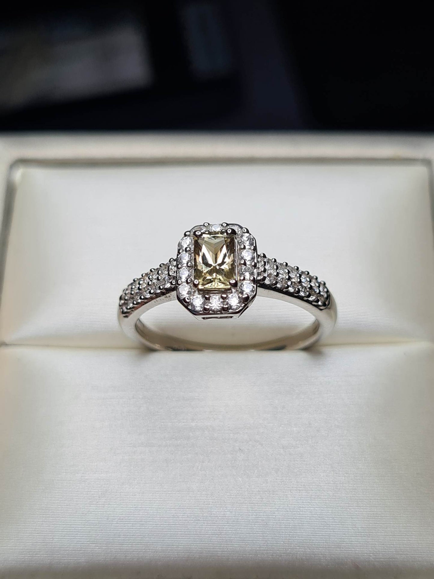 Turkizite with Natural Cambodian Zircon Halo Ring SIZE R