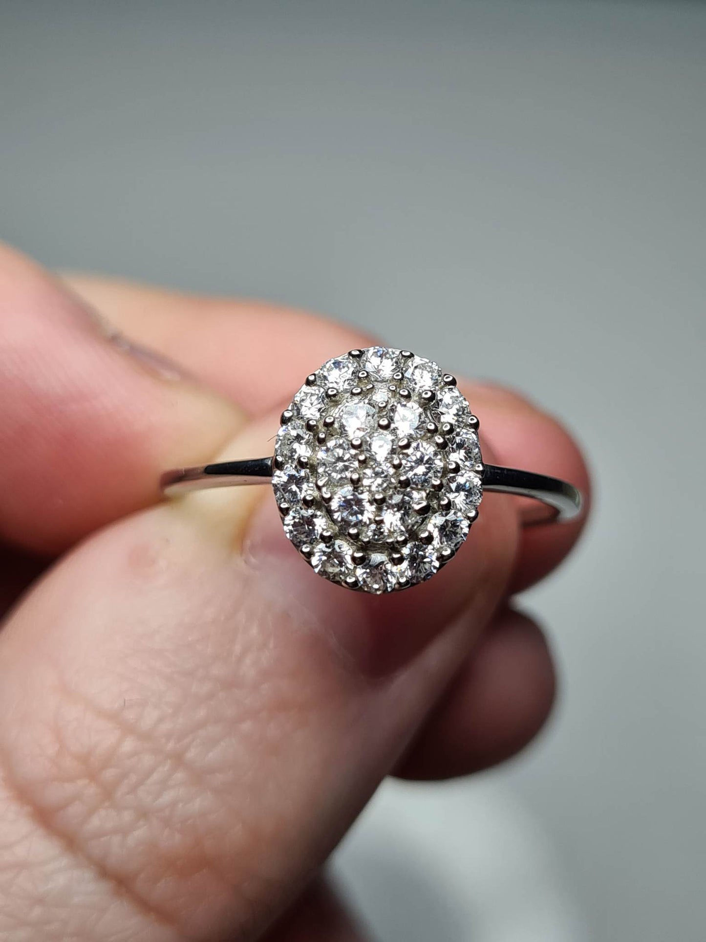 Swarovski Zirconia Cluster Halo Ring Sterling Silver SIZE S