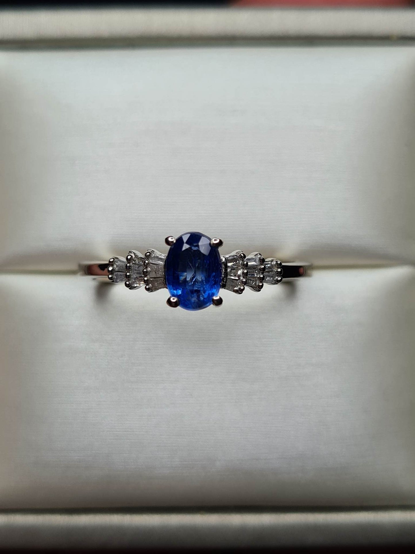 Kashmir Kyanite and Diamond Ballerina Ring in 925 Sterling Silver SIZES M, V