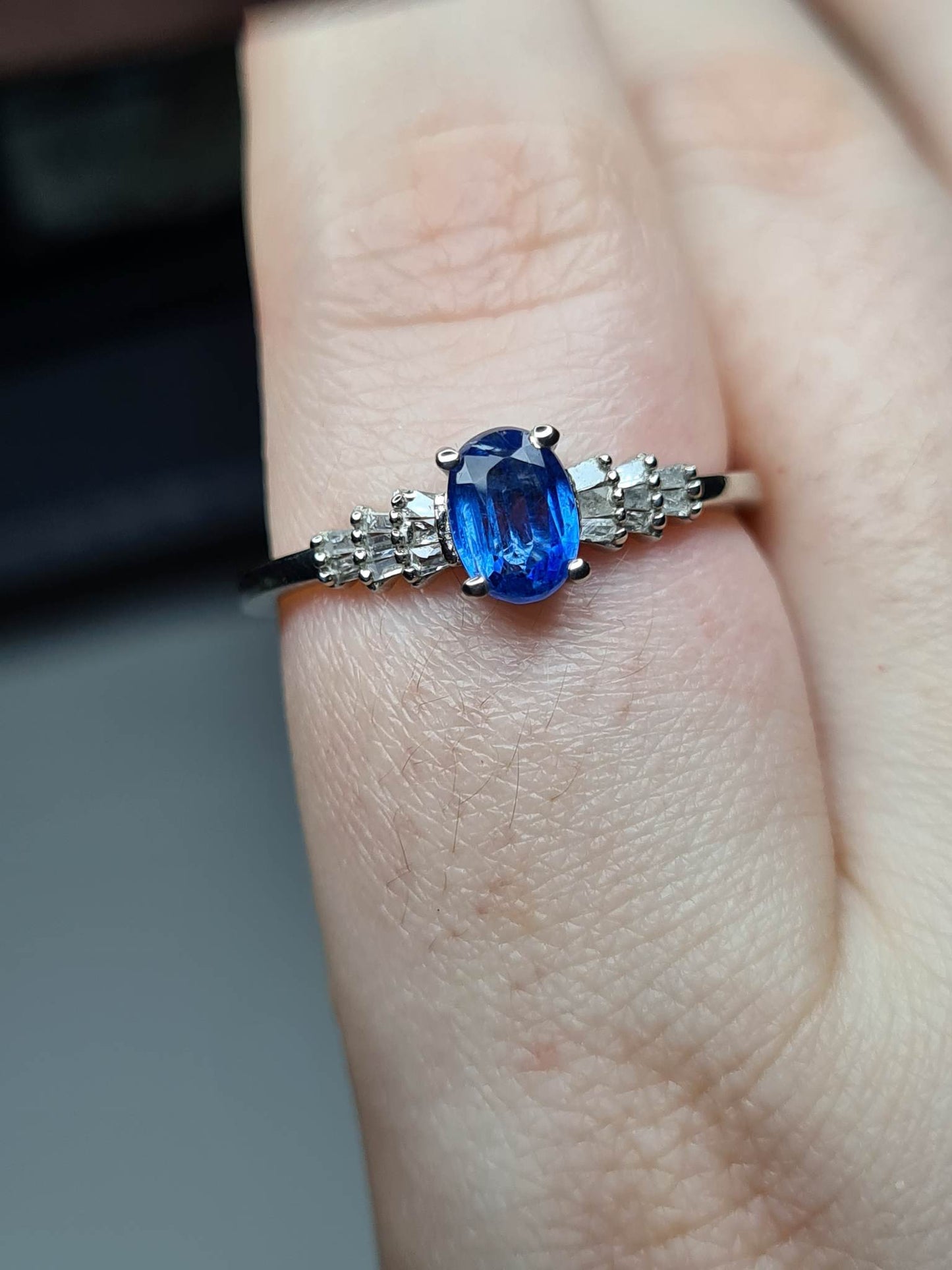 Kashmir Kyanite and Diamond Ballerina Ring in 925 Sterling Silver SIZES M, V