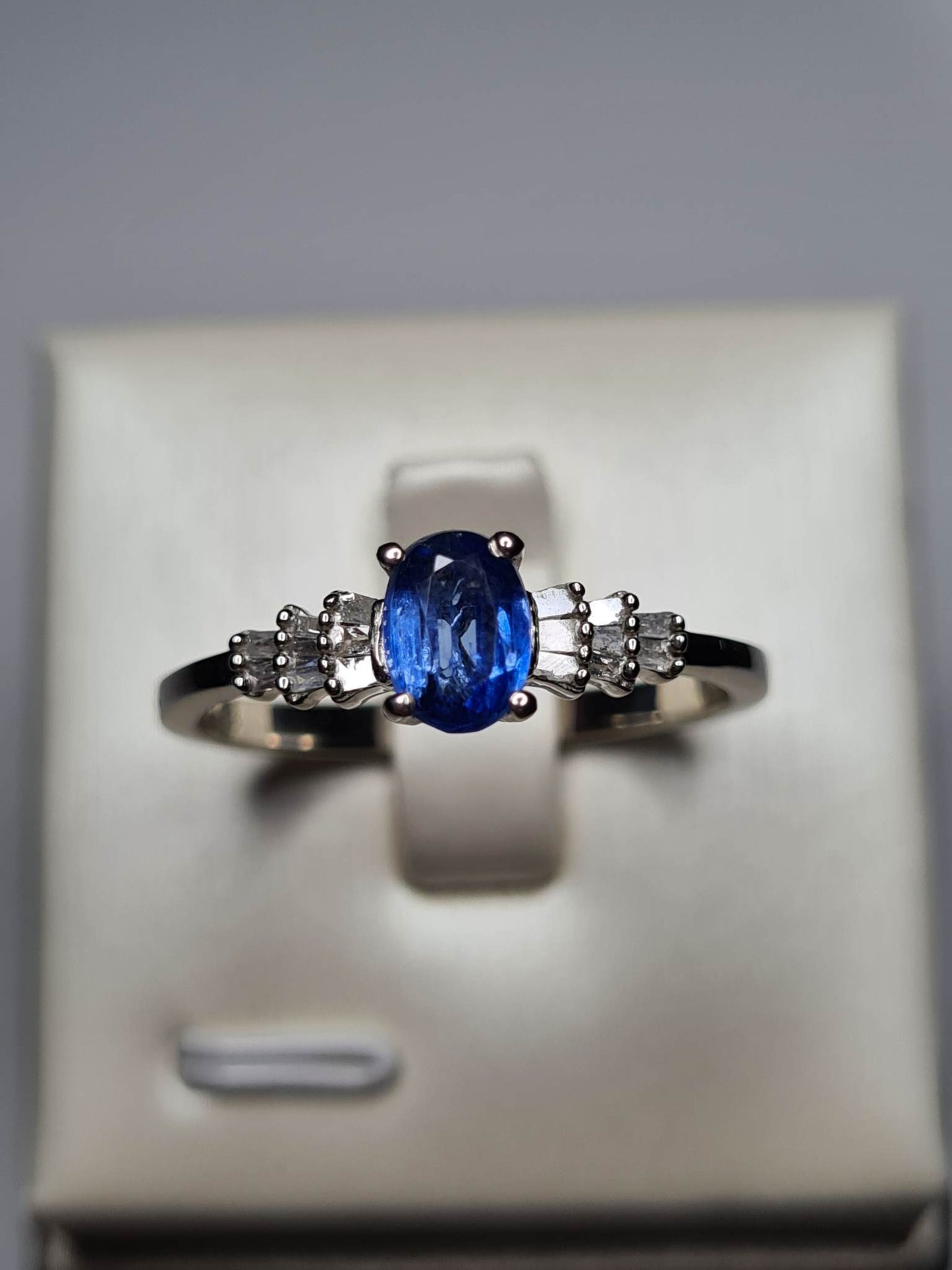 Kashmir Kyanite and Diamond Ballerina Ring in 925 Sterling Silver SIZES M, V