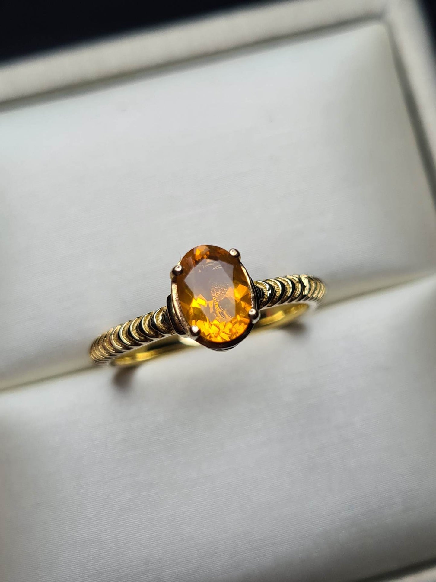 Art Deco Fire Opal And Zircon Ring Sterling Silver Gold Overlay SIZE M