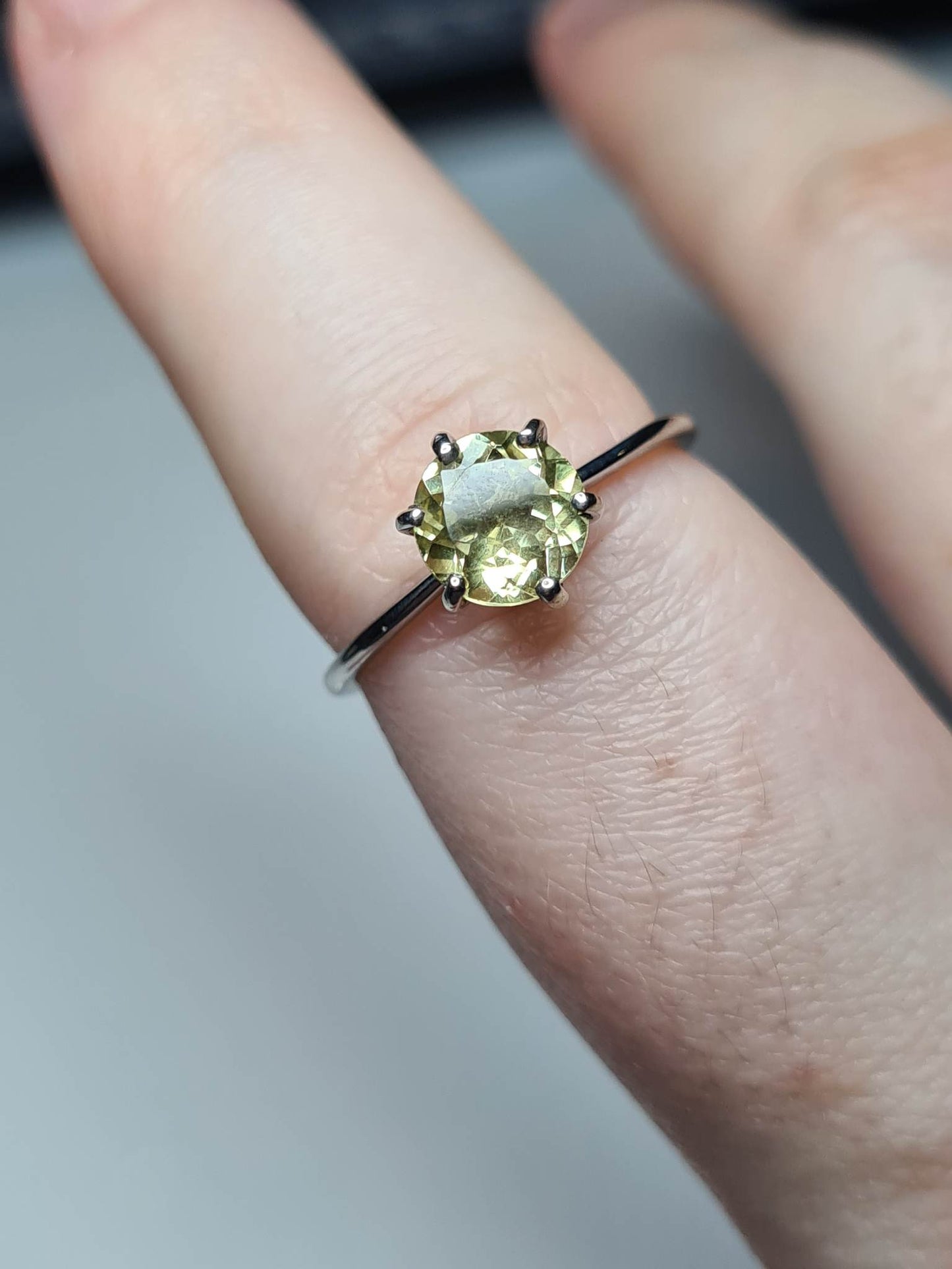 1.25 Ct. Yellow Apatite Solitaire Ring 925 Sterling Silver SIZE P