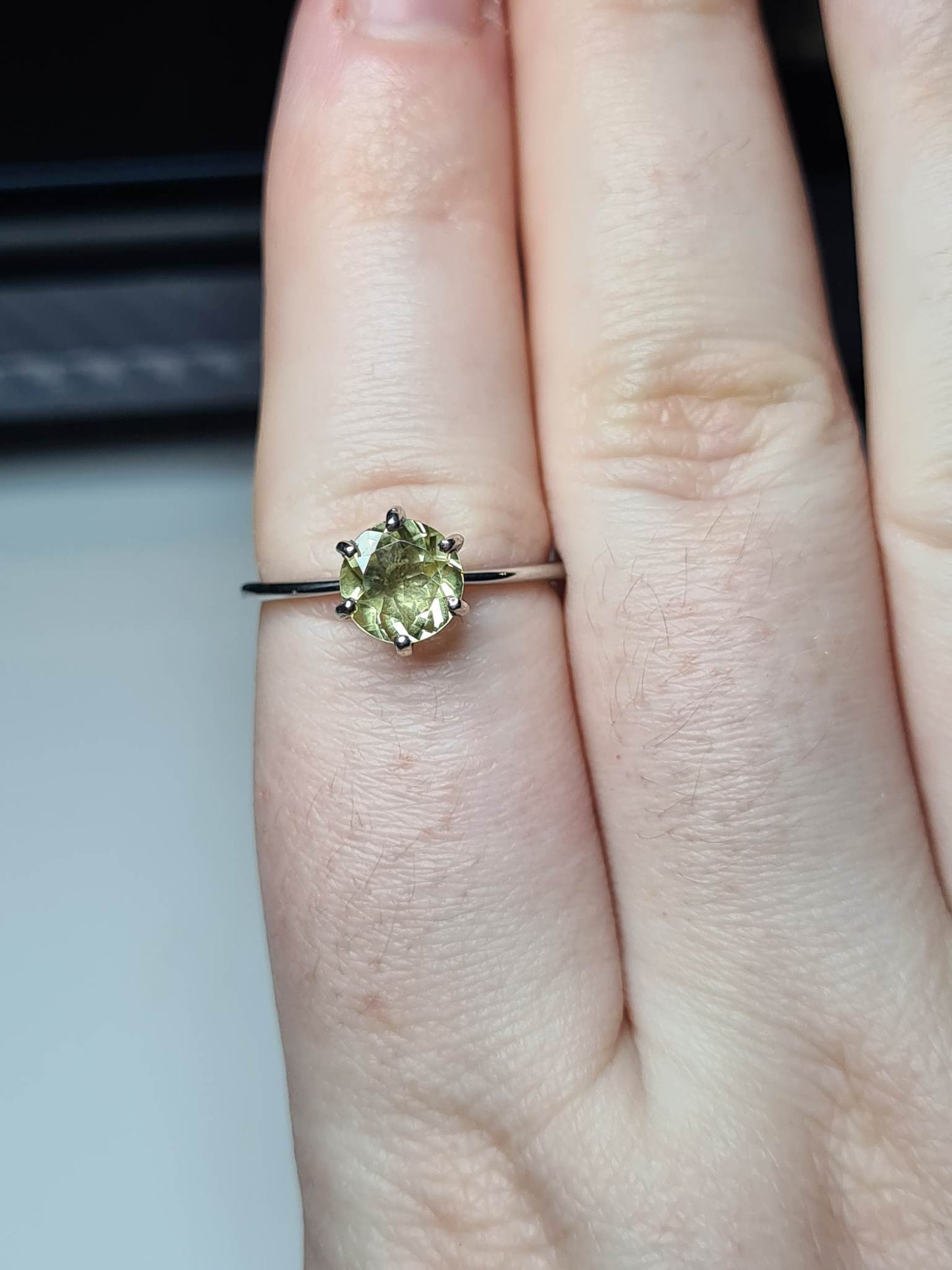 1.25 Ct. Yellow Apatite Solitaire Ring 925 Sterling Silver SIZE P