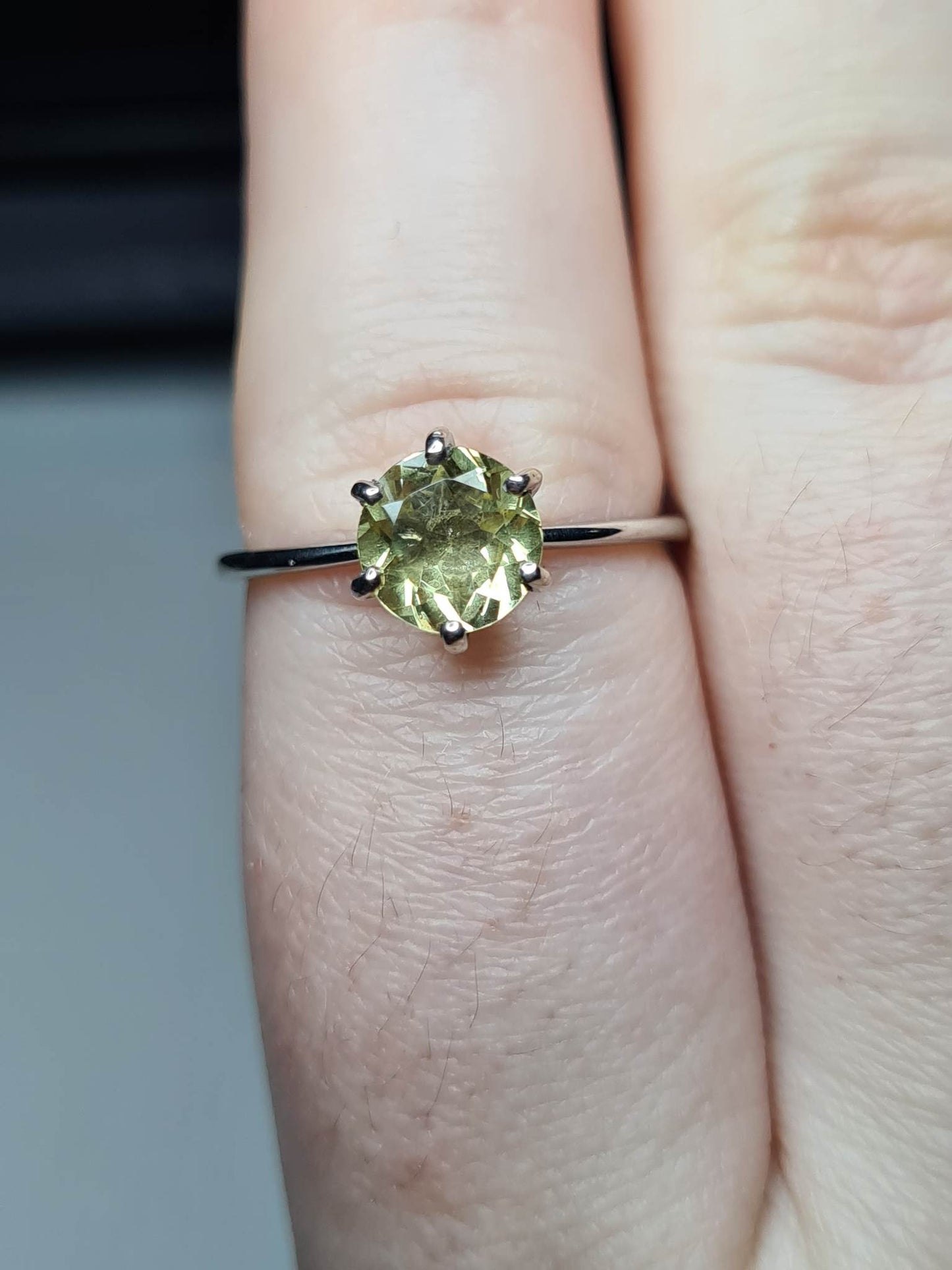 1.25 Ct. Yellow Apatite Solitaire Ring 925 Sterling Silver SIZE P