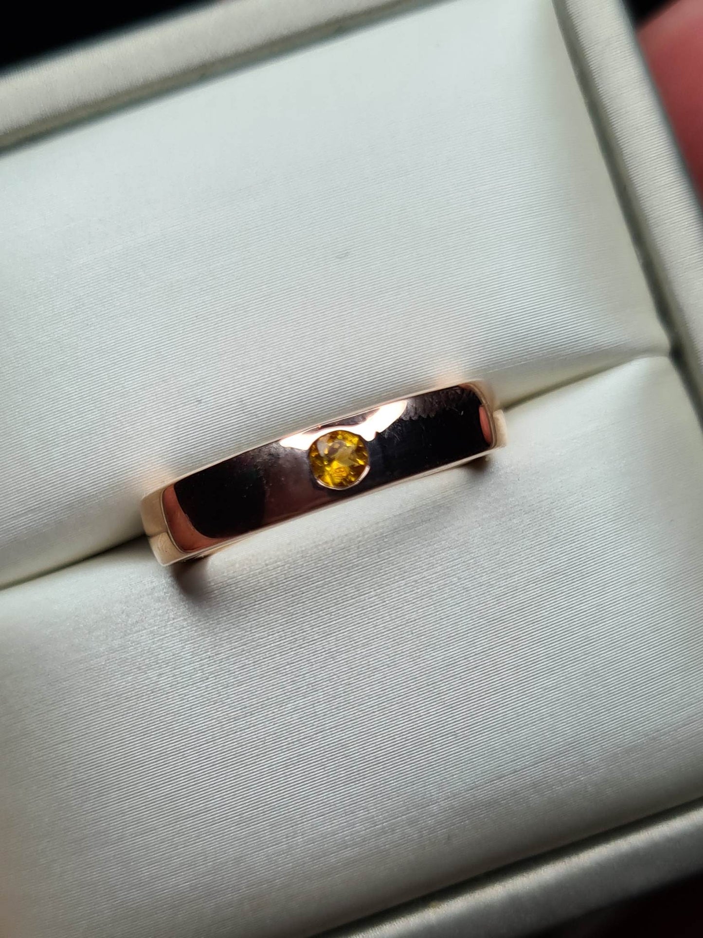 Citrine Band Ring in Rose Gold Overlay 925 Sterling Silver SIZE L