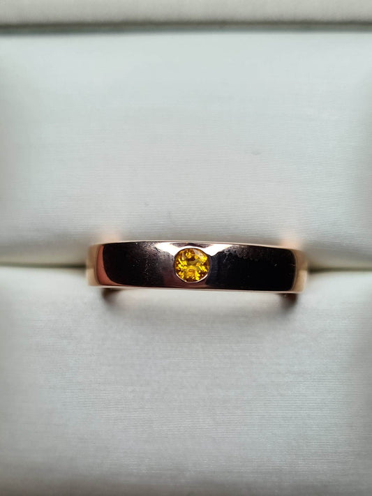 Citrine Band Ring in Rose Gold Overlay 925 Sterling Silver SIZE L