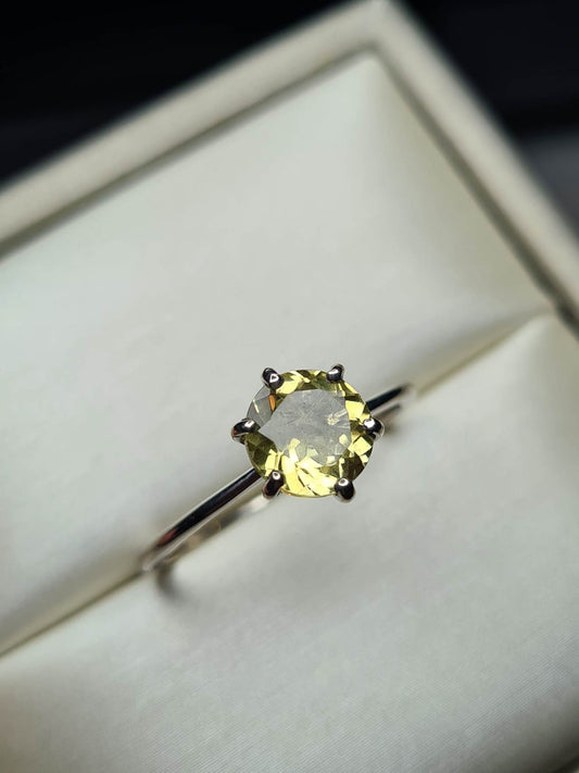 1.25 Ct. Yellow Apatite Solitaire Ring 925 Sterling Silver SIZE P