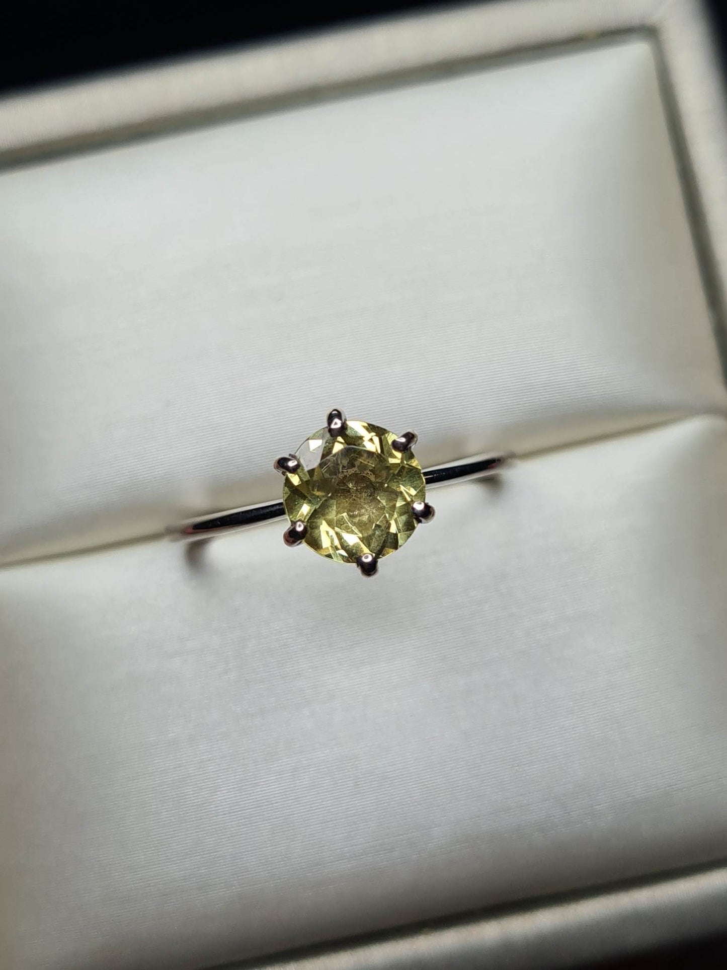 1.25 Ct. Yellow Apatite Solitaire Ring 925 Sterling Silver SIZE P