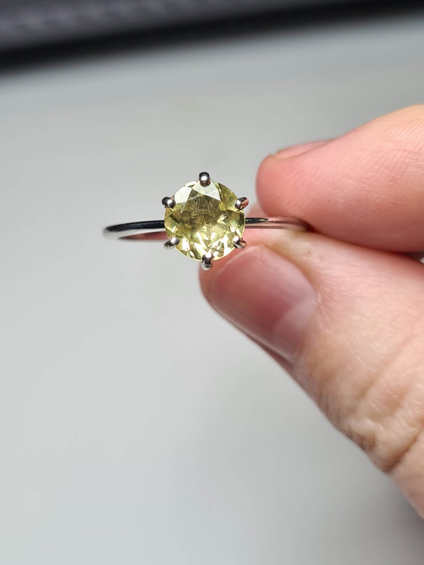 1.25 Ct. Yellow Apatite Solitaire Ring 925 Sterling Silver SIZE P