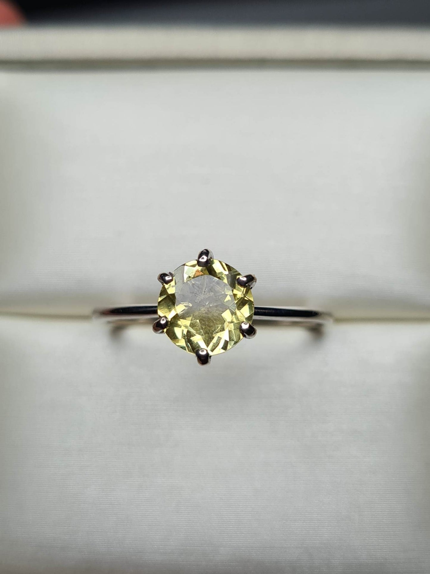 1.25 Ct. Yellow Apatite Solitaire Ring 925 Sterling Silver SIZE P