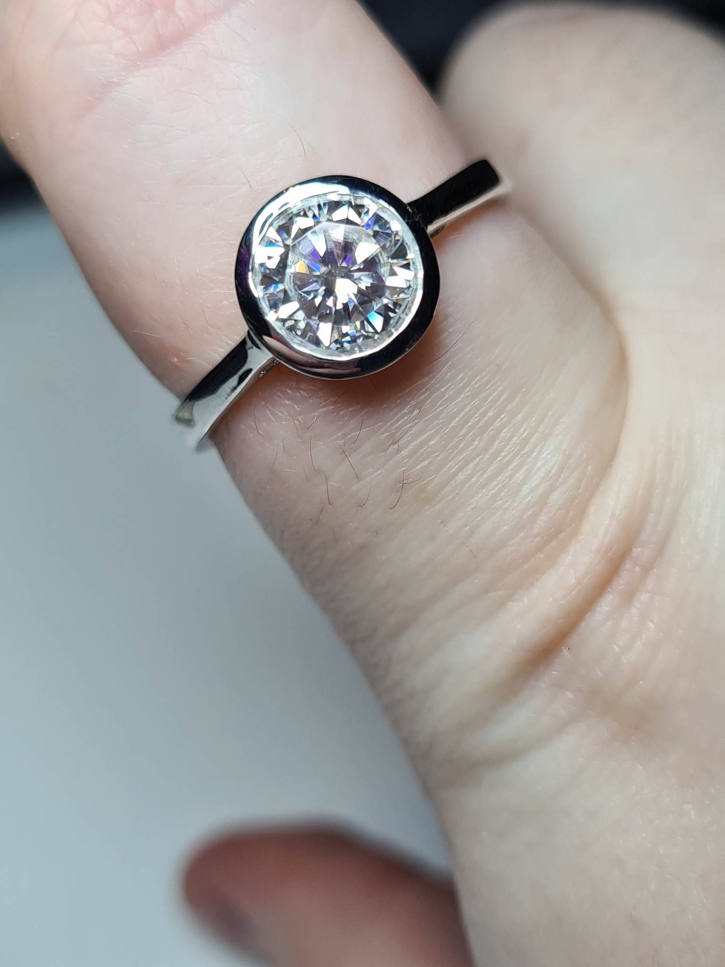 2ct Solitaire Moissanite Solitaire Ring 925 Sterling Silver SIZE V