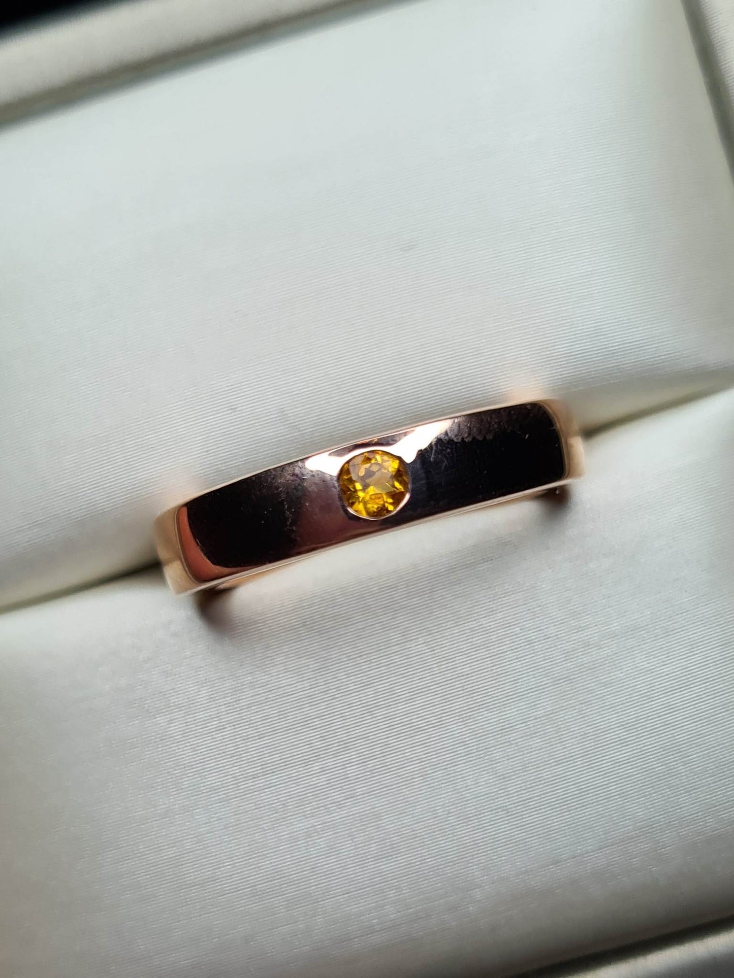 Citrine Band Ring in Rose Gold Overlay 925 Sterling Silver SIZE L