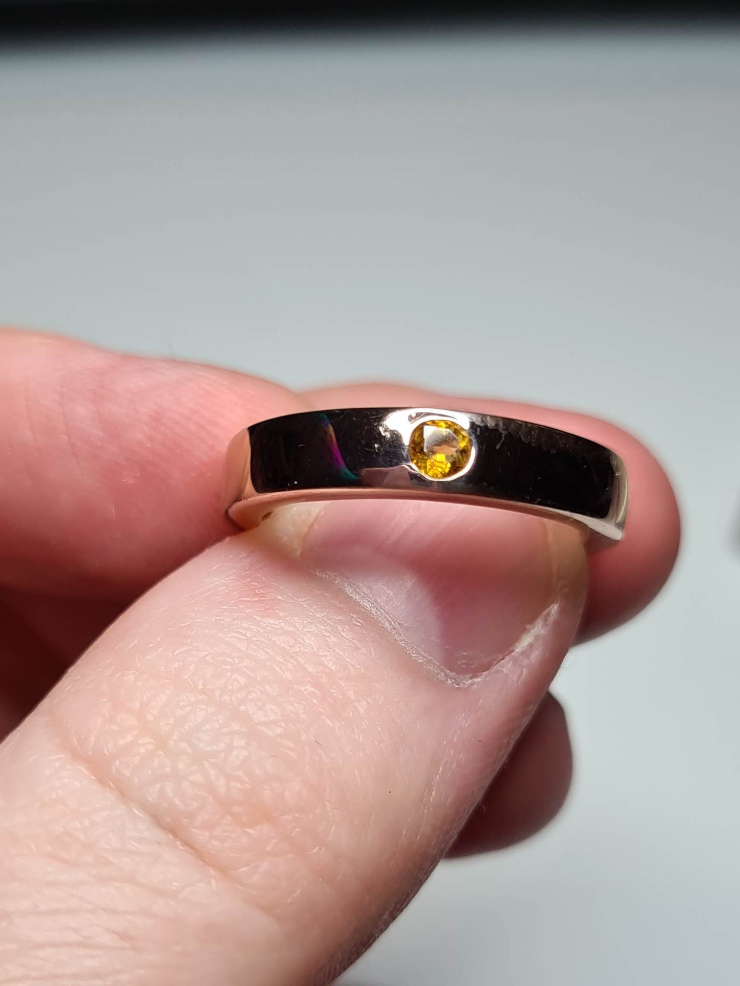 Citrine Band Ring in Rose Gold Overlay 925 Sterling Silver SIZE L