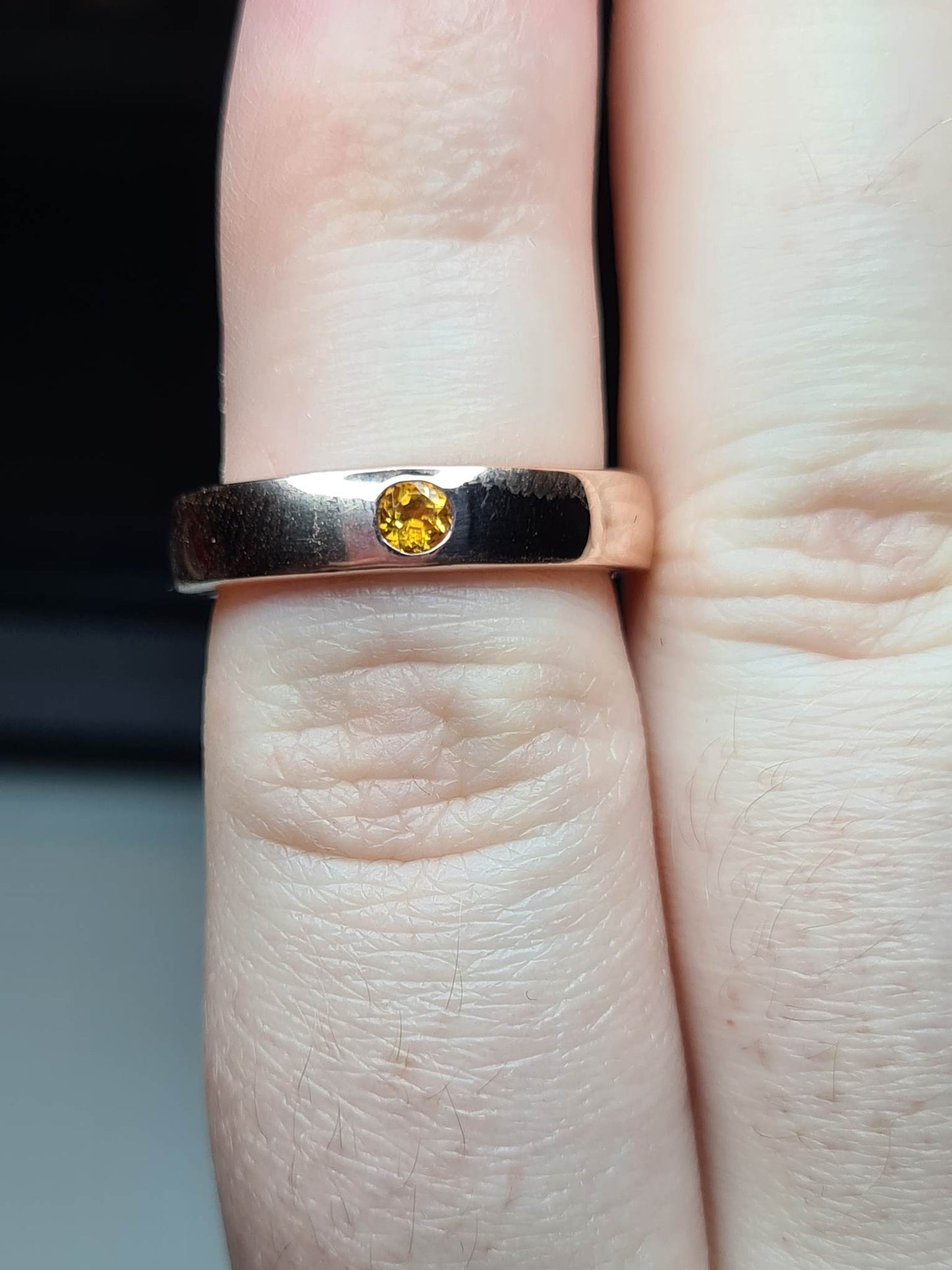 Citrine Band Ring in Rose Gold Overlay 925 Sterling Silver SIZE L