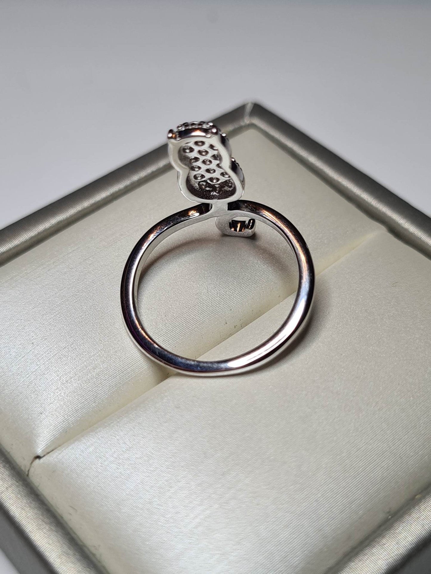 Simulated Diamond Cat Ring 925 Sterling Silver SIZE M