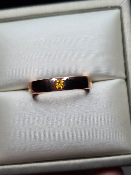 Citrine Band Ring in Rose Gold Overlay 925 Sterling Silver SIZE L
