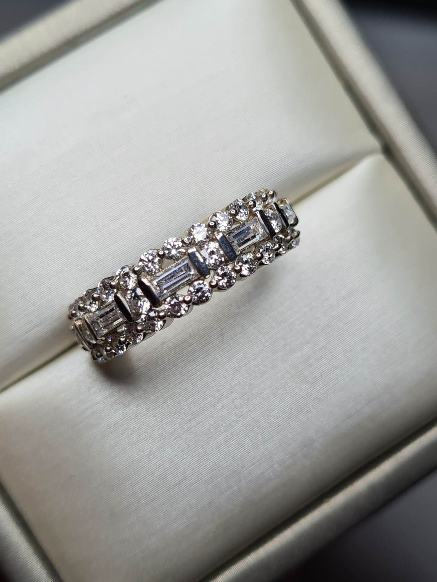 Swarovski Zirconia Half Eternity Ring Sterling Silver SIZES J , P