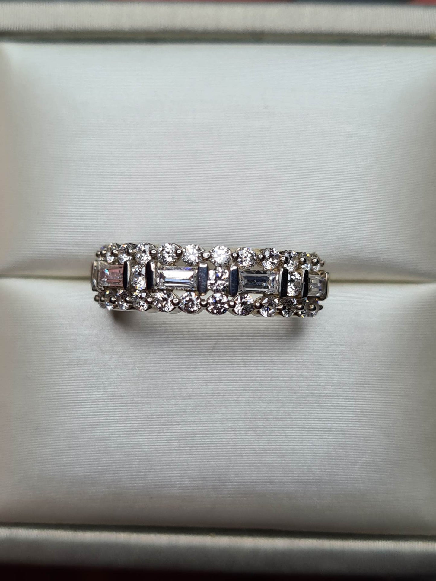 Swarovski Zirconia Half Eternity Ring Sterling Silver SIZES J , P