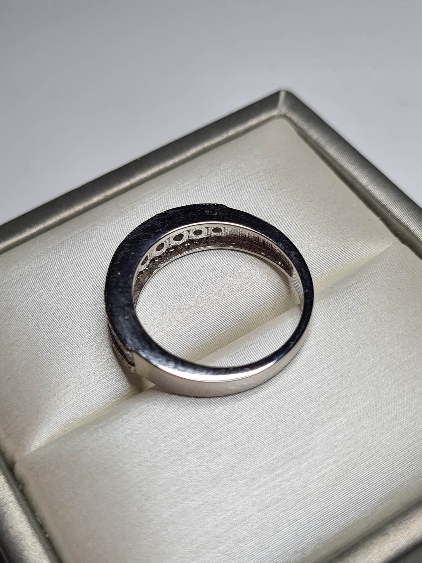 Simulated Diamond Half Eternity Band 925 Sterling Silver SIZE N