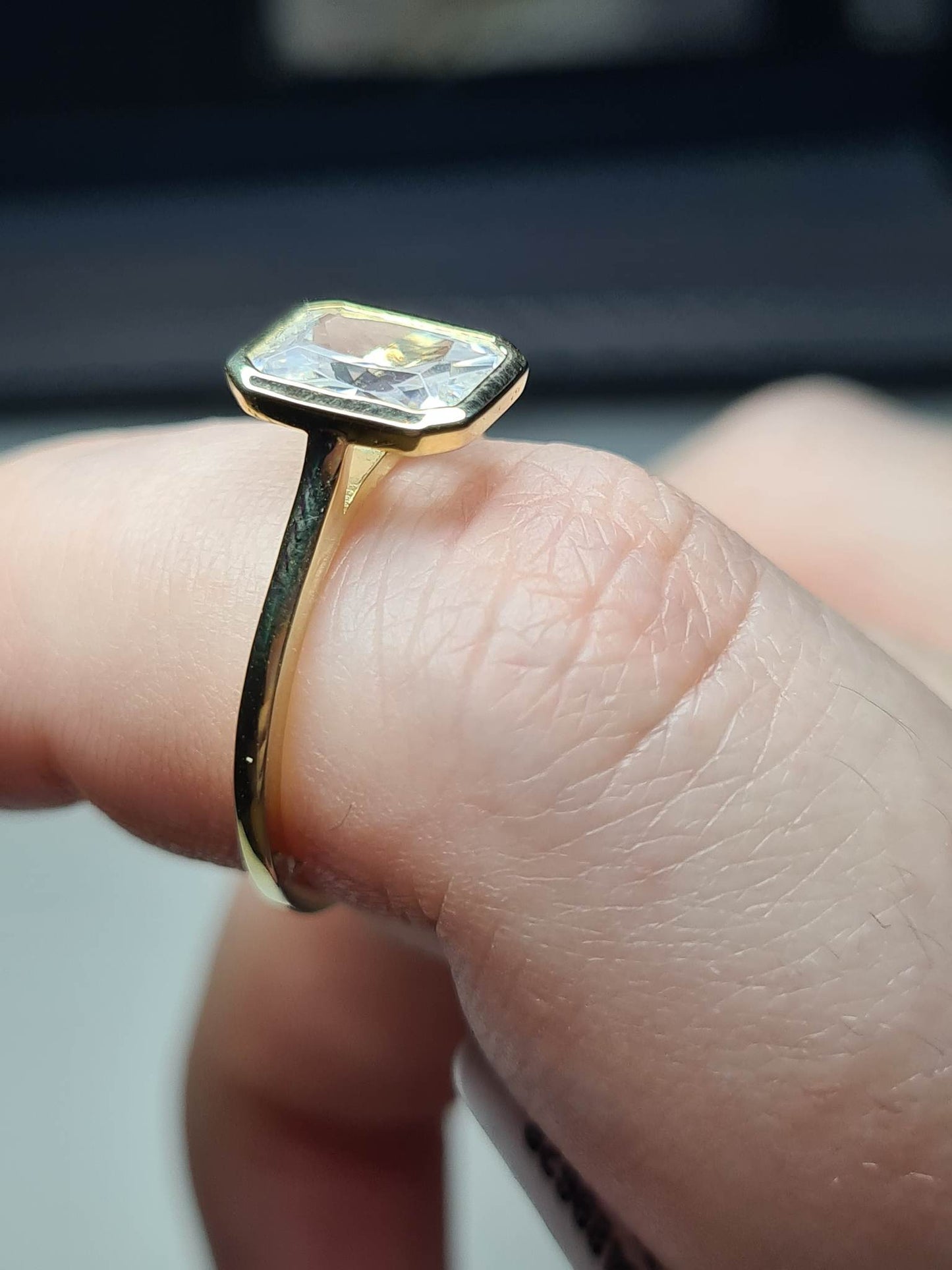 Simulated Diamond Octagon Cut Solitaire Ring SIZES N, O