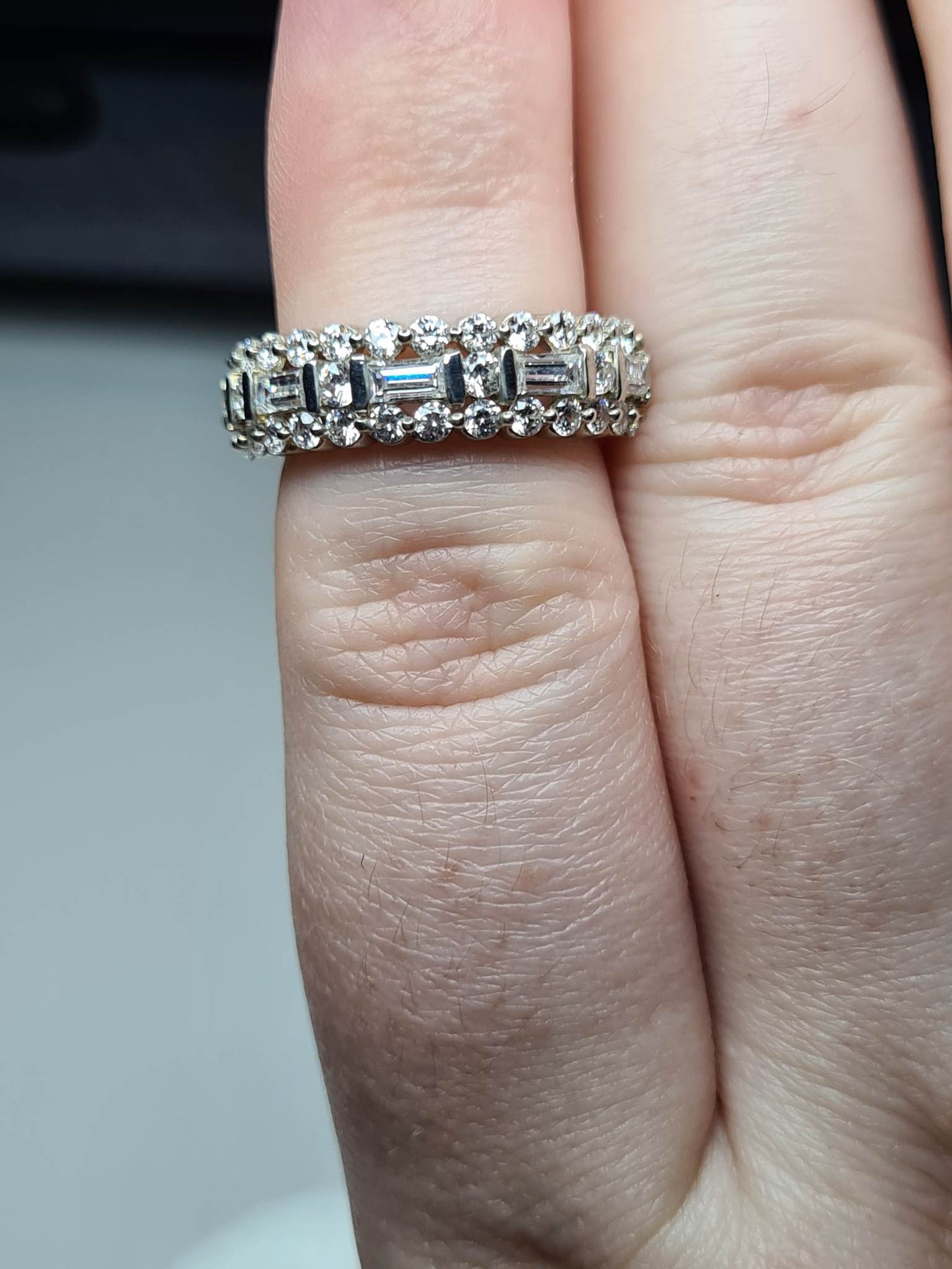 Swarovski Zirconia Half Eternity Ring Sterling Silver SIZES J , P