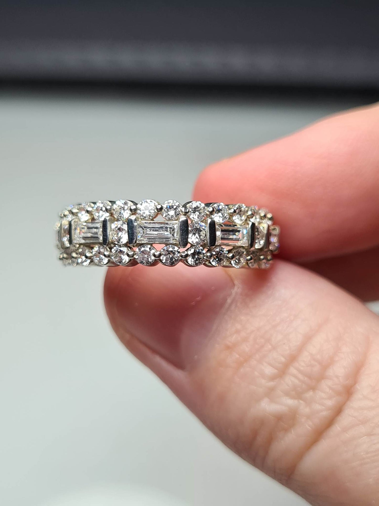 Swarovski Zirconia Half Eternity Ring Sterling Silver SIZES J , P