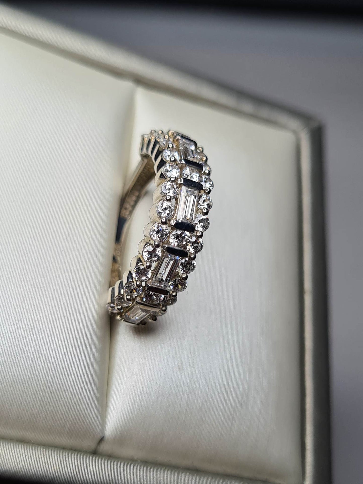 Swarovski Zirconia Half Eternity Ring Sterling Silver SIZES J , P