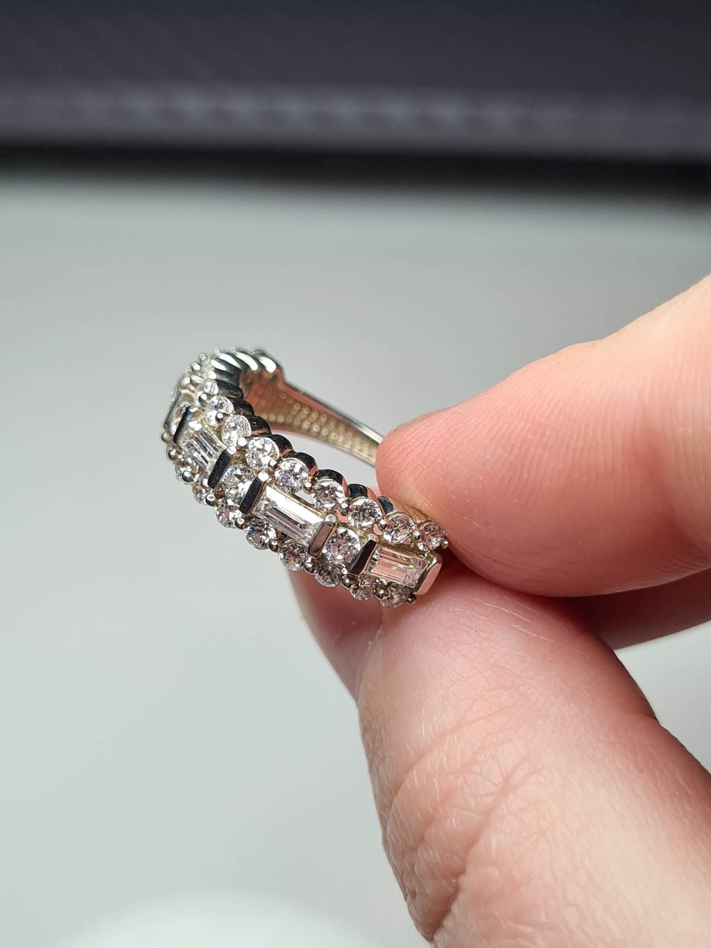 Swarovski Zirconia Half Eternity Ring Sterling Silver SIZES J , P